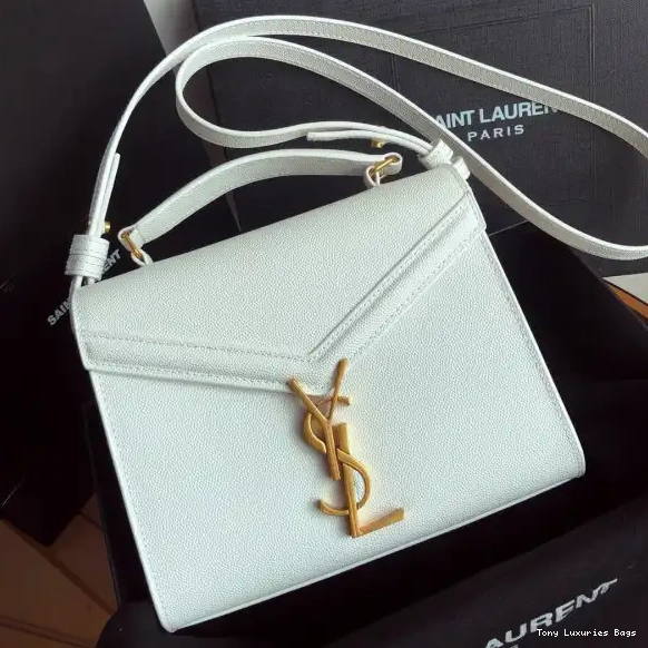 Tony Luxuries DE HANDLE CASSANDRA MINI IN TOP GRAIN EMBOSSED BAG YSL LEATHER POUDRE 0517